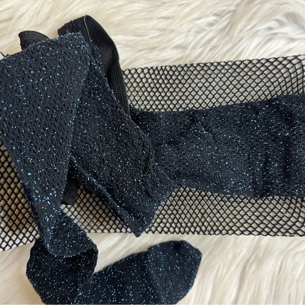 Black & Blue Sparkly Mesh Fish net Tights M/L